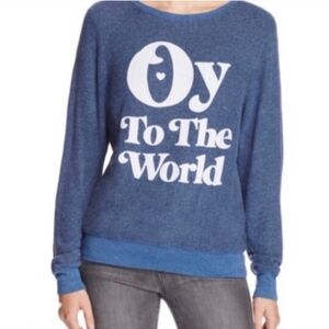 Wildfox Hanukkah "Oy To The World" Jumper Sweatshirt Size Large